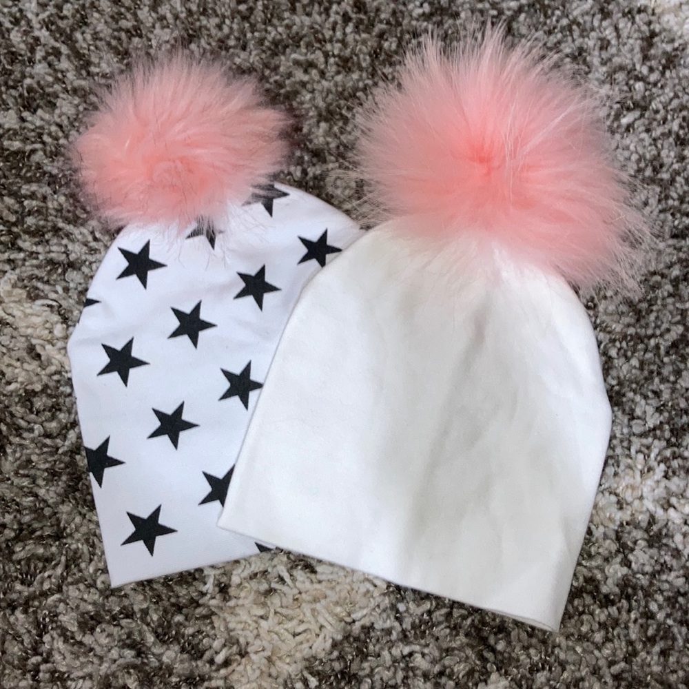 Toddler girl pom pom hats